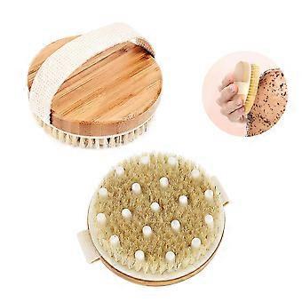 2 Pcs Dry Body Brush with Natural Bristles for Gentle Exfoliation and Circulation Massage