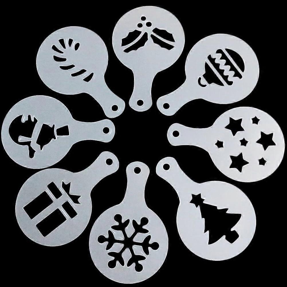 8 Pcs White Baking Stencils Plastic Stencils For Cake Decorating