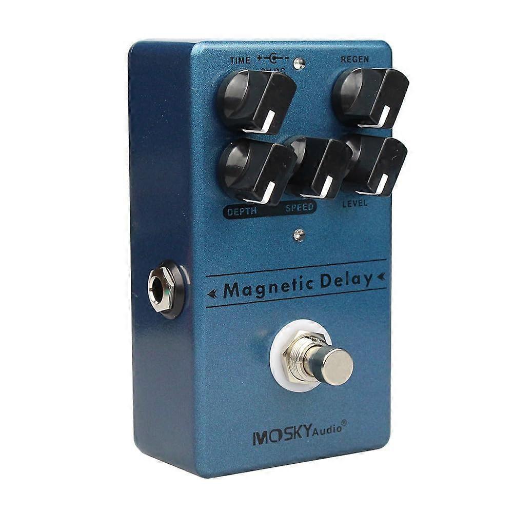 Magnetic Mount Guitar Delay Pedal True Bypass Switching Blue Compact Design Adjustable Echo Control