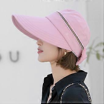 Pxcl Sun Hat Women's Spring And Summer Face Cover, Big Brim Sun Hat Anti-ultraviolet Mother Riding Empty Top Sun Hat, Pink, 56-58cm