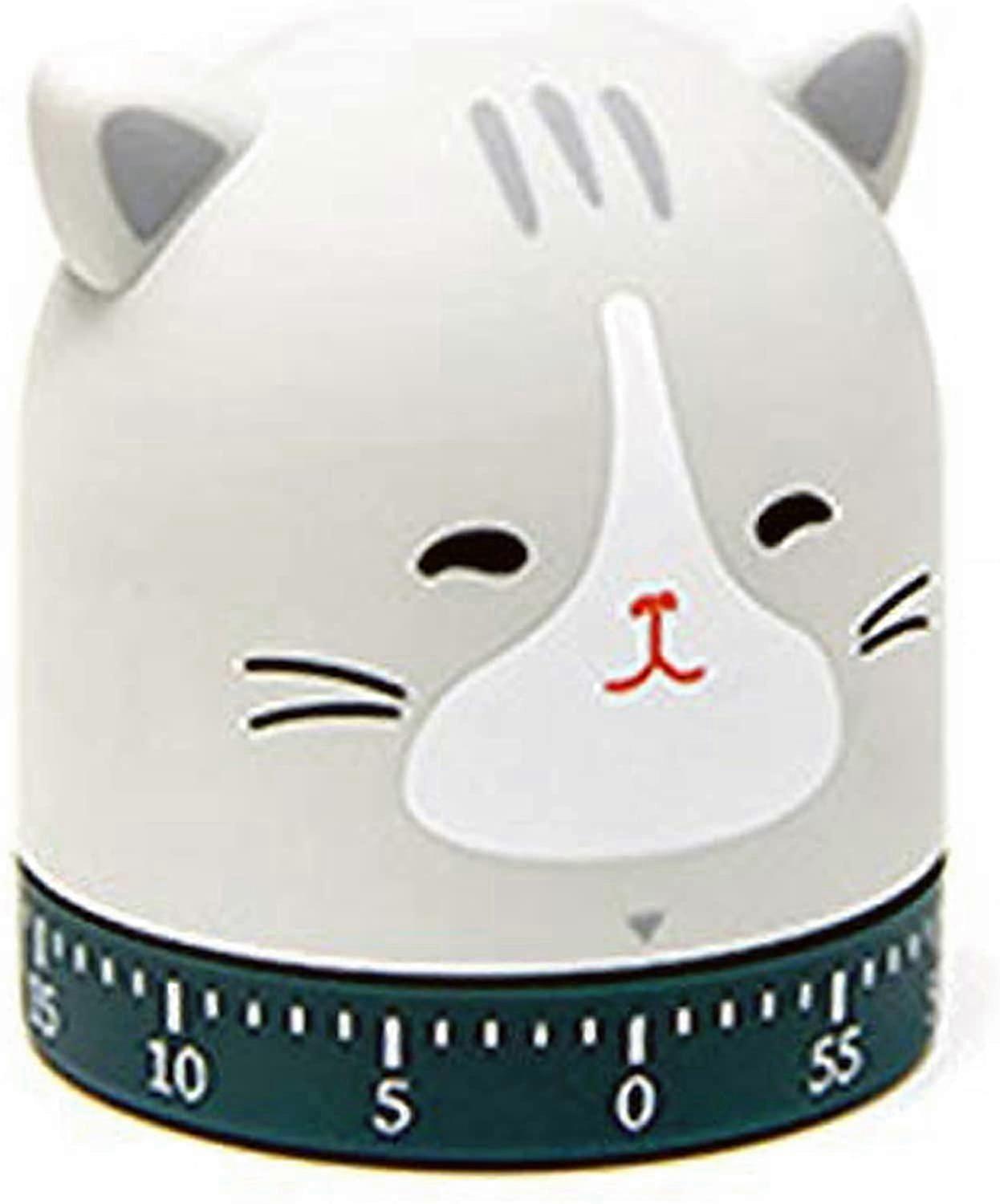 Mechanical Kitchen Timer 60 Minute Wind Up 360 Rotating Kitten Countdown Egg Timer 100% Spring Operated