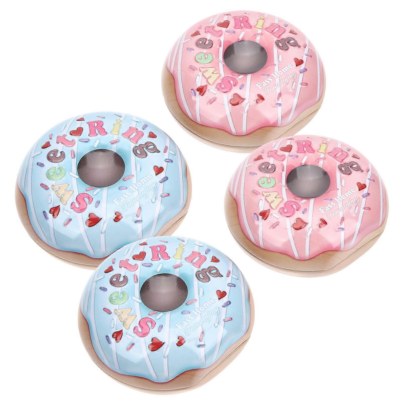 Assorted Color Donut Shape Candy Box for Storage Use 4Pcs Tinplate Boxes