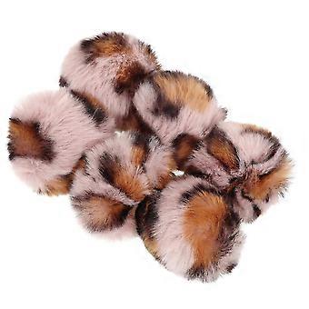Cat Ball Toy Plush Leopard Design for Pet Play 6Pcs Random