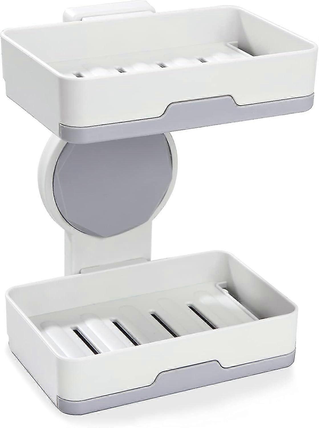 Double Layer Soap Dish with Drain - Easy Install, Space-Saving, Versatile Use for Bathroom, Kitchen & Laundry