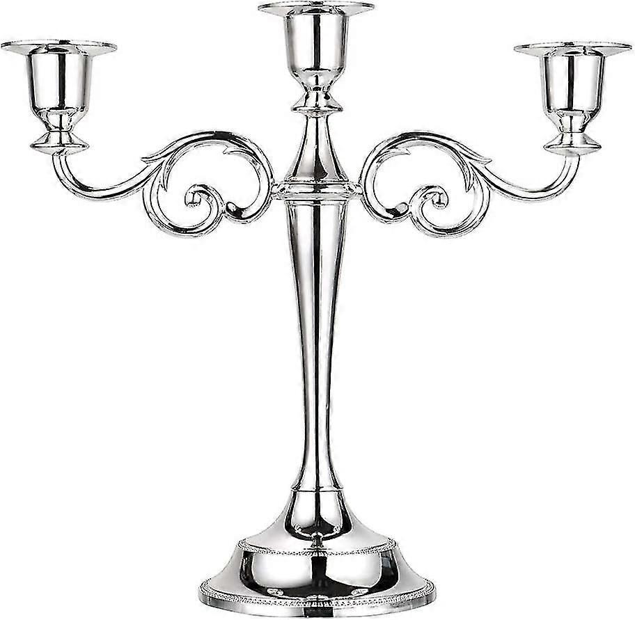 3 Arm Metal Candle Holder Silver