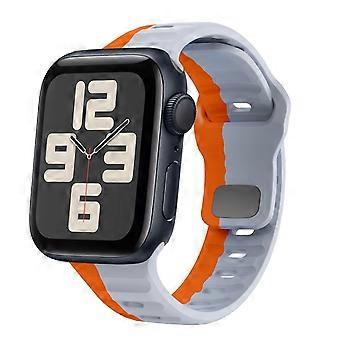 For Apple Watch SE 2023 44mm Silicone Design Wave Structure Band Grey / Orange