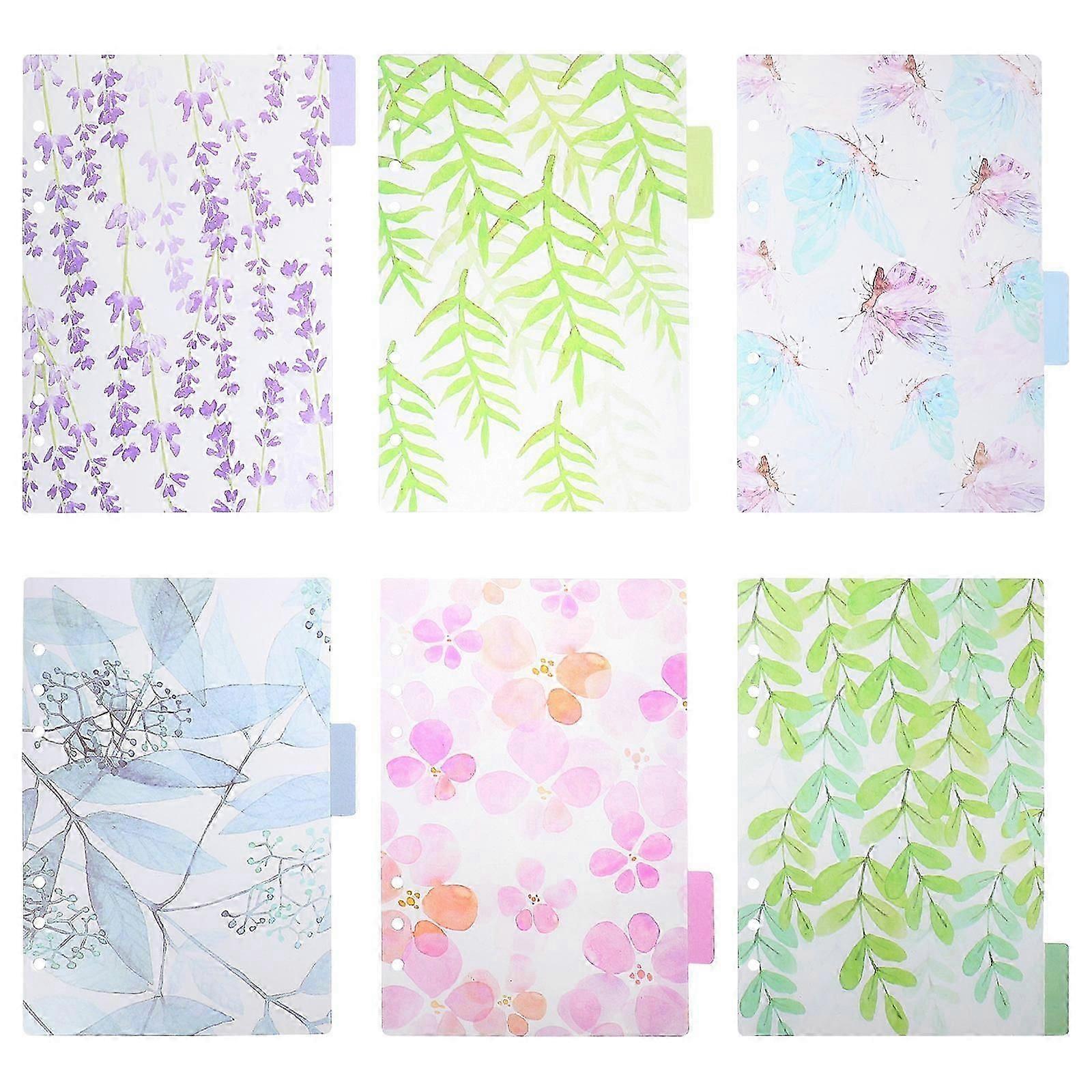 Green PP Binder Dividers, 6 Sheets for Organizing Documents