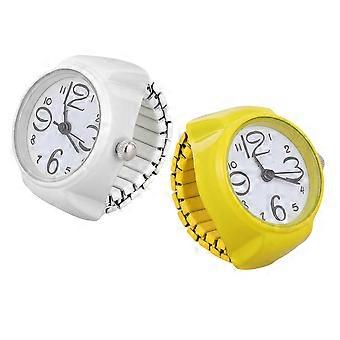Handmade Quartz Finger Ring Watch for Adults with Stainless Steel 2Pcs