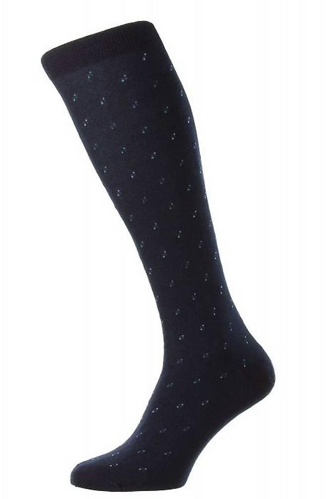 Pantherella Addison Cotton Fil D'Ecosse Over the Calf Socks - Navy