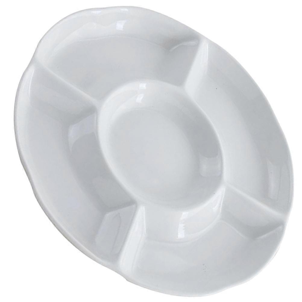 Divided Snack Tray White Kitchen Serving Plate 4Pcs Set