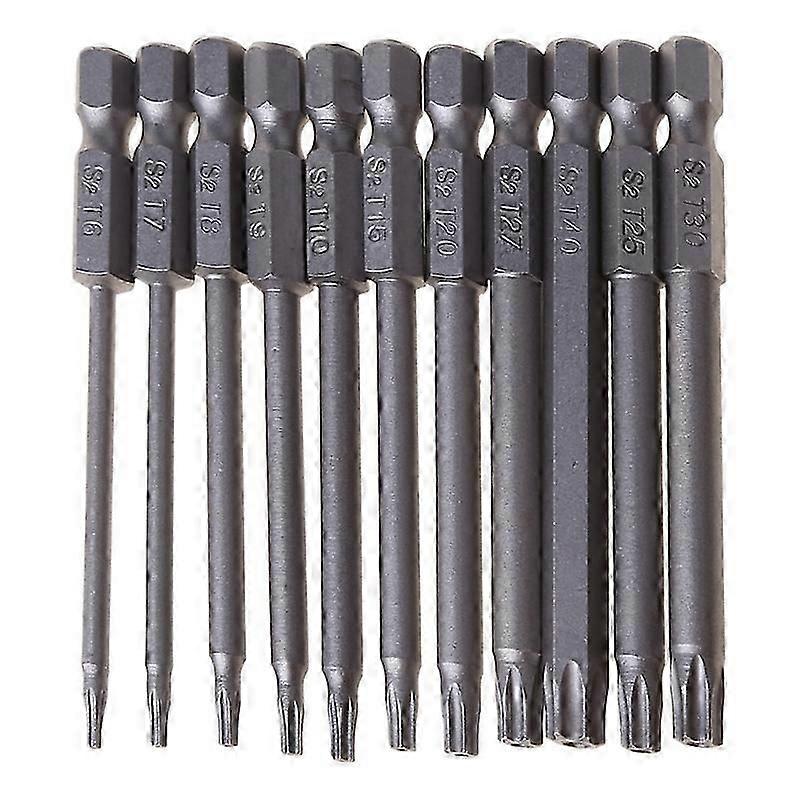 11/12pcs Torx Flat Head Screwdriver Drill Bit Set 1/4" Hex Bits Driver