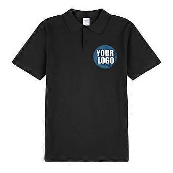 Personalised Mens Custom Printed Polo Collar T-shirt Logo Printing Black Tee