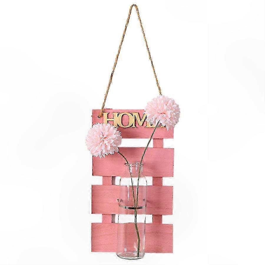 Wall-Mounted Rustic Vase with Three-Row Wooden Planks