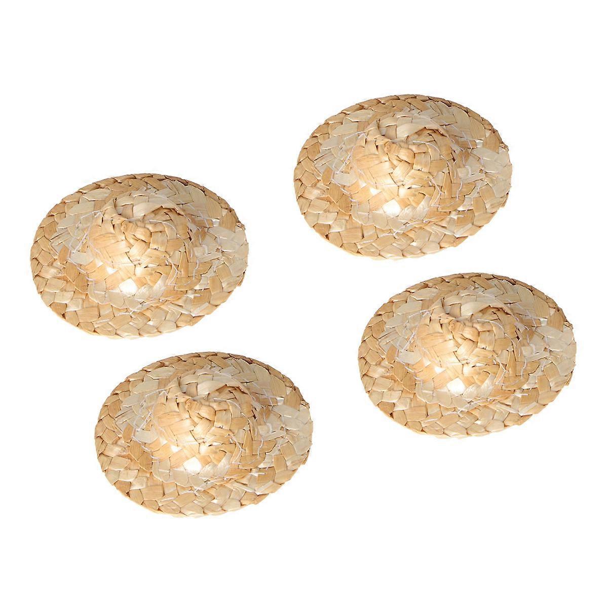 Creative Handmade Mini Straw Hat for Doll Craft Decoration 10Pcs