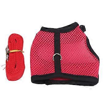 Arnês com Chumbo Ajustável e Soft Pet Walking Harness para Coelhos e Pequenos AnimaisM Rosa Vermelha
