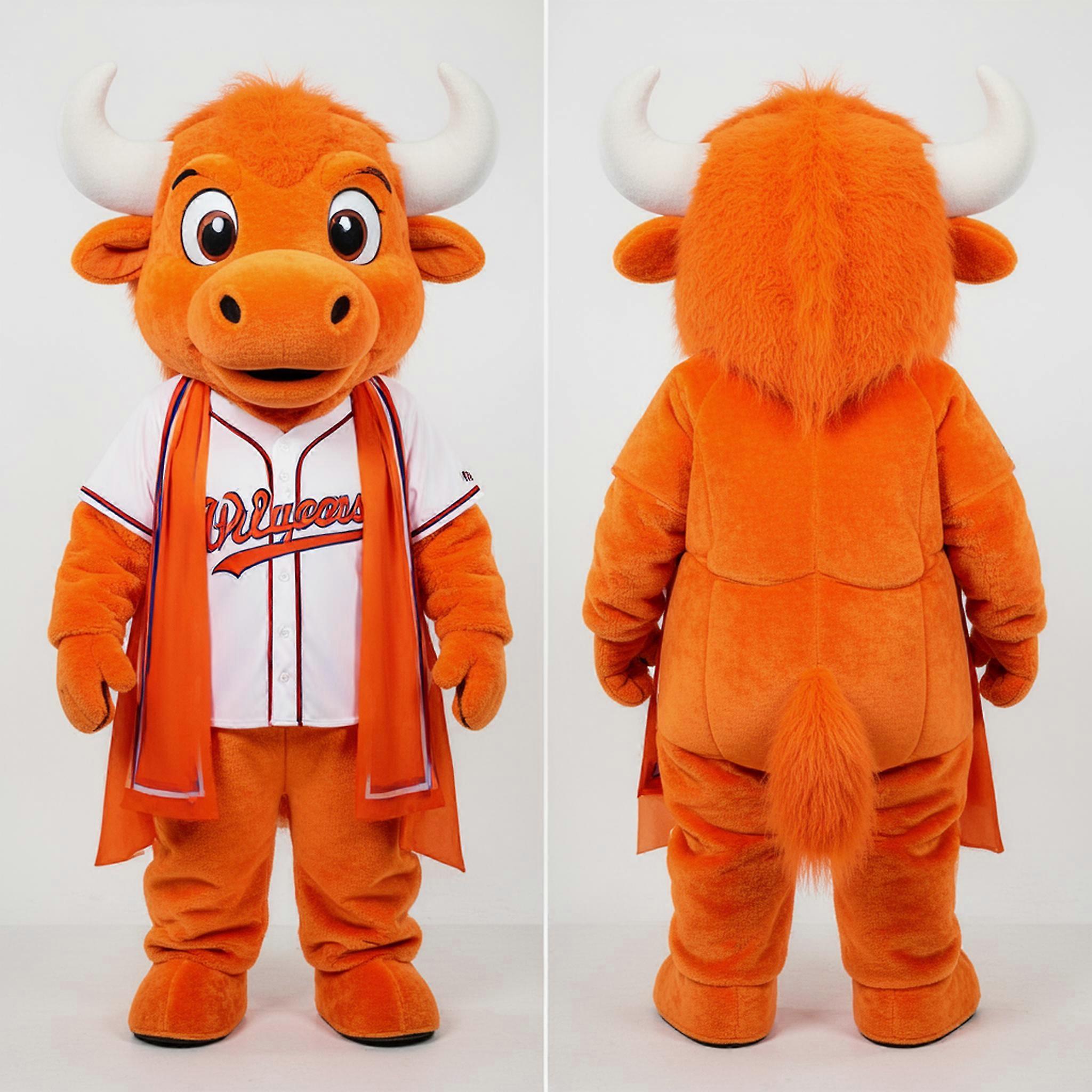 MASTICOT Rust Orange Fluffy Bison Mascot