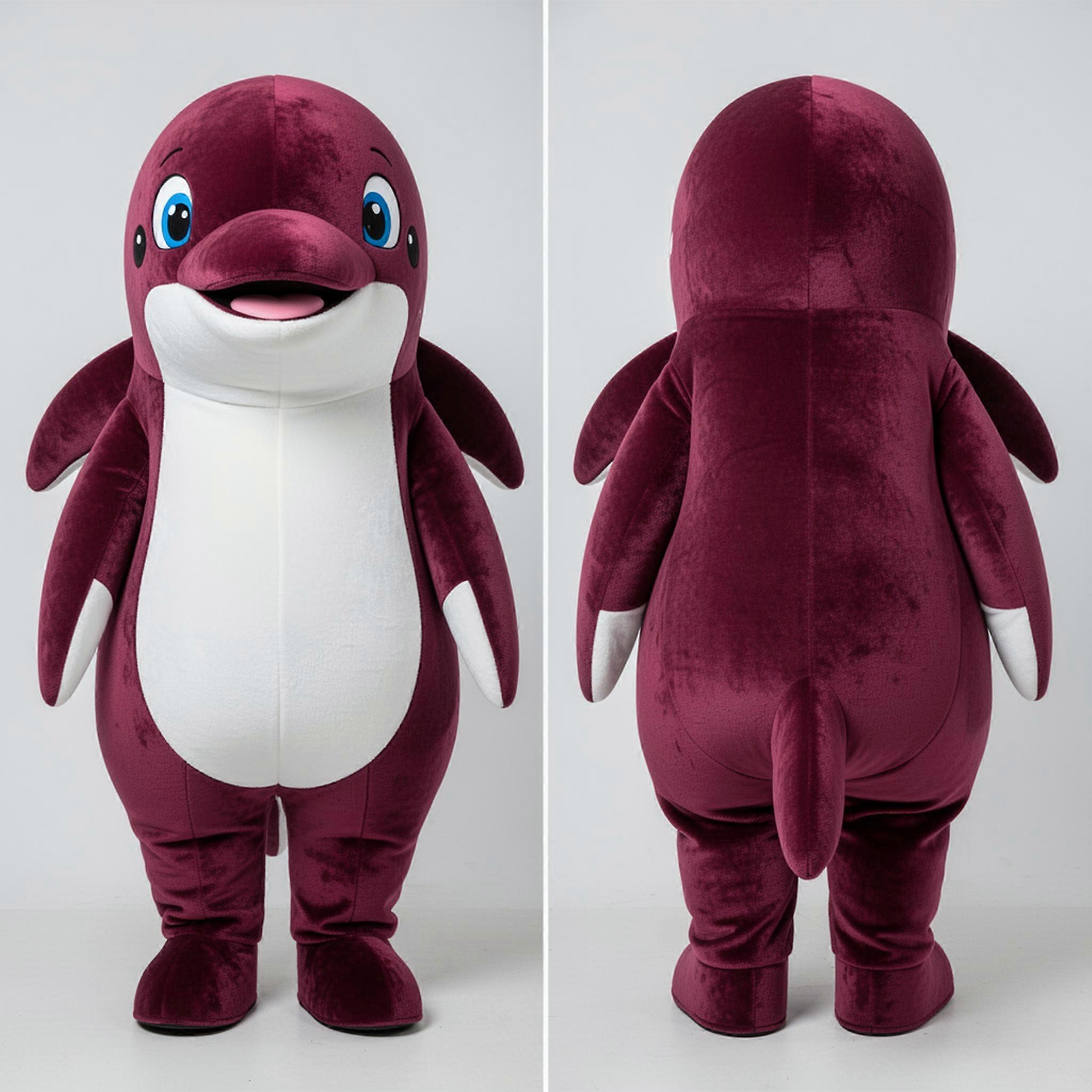 MASTICOT Maroon Oversized Beluga Whale Mascot
