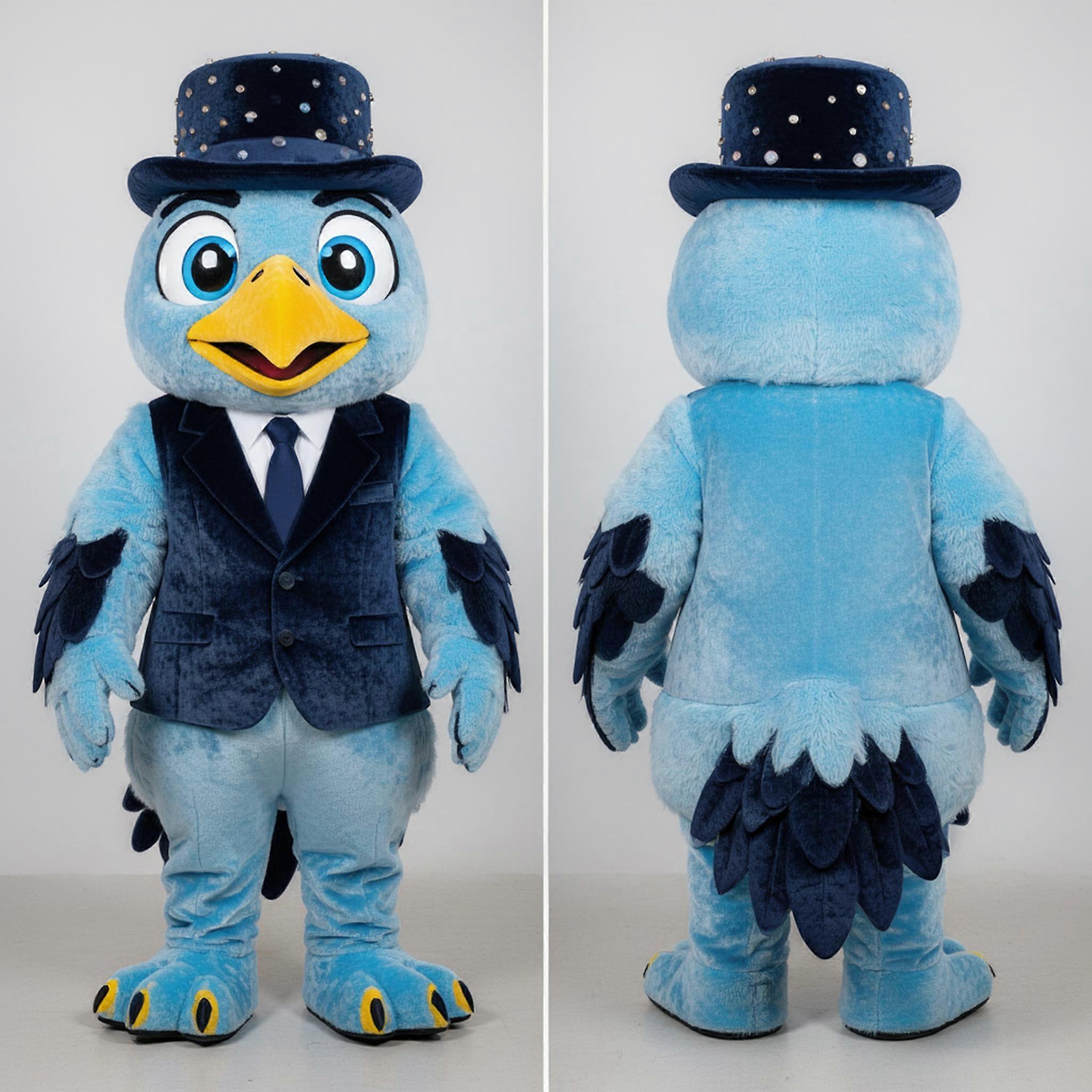 MASTICOT Sky Blue Velvety Crow Mascot