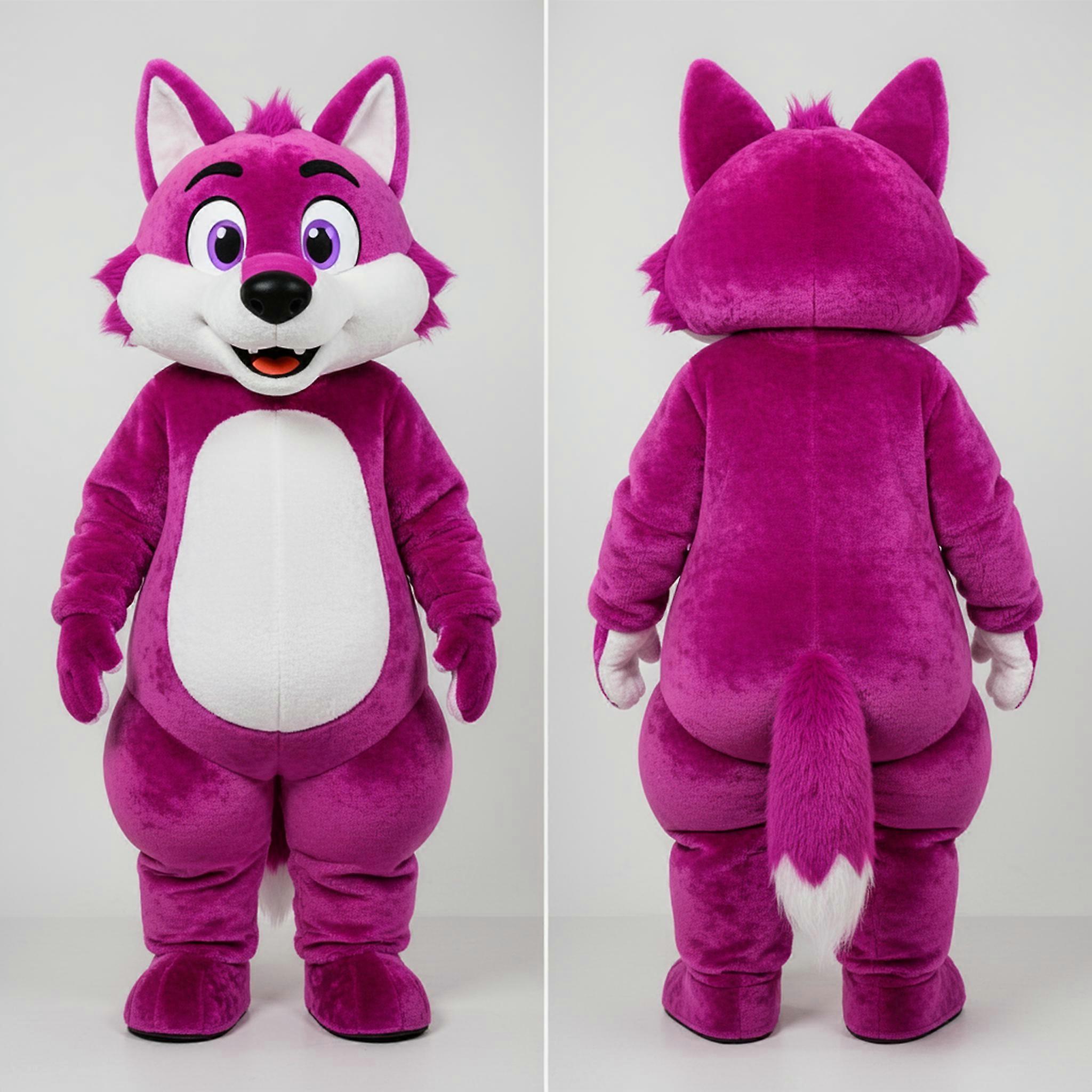 MASTICOT Magenta Cartoon Wolf Mascot
