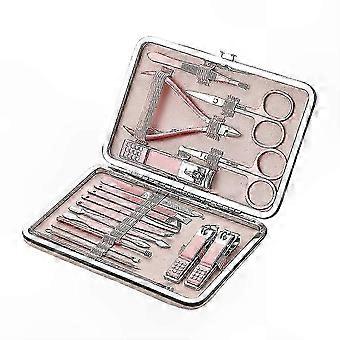 18-Piece Stainless Steel Nail Care Kit, Manicure and Pedicure Tools with Rose Gold Finish, for Travel Home Office