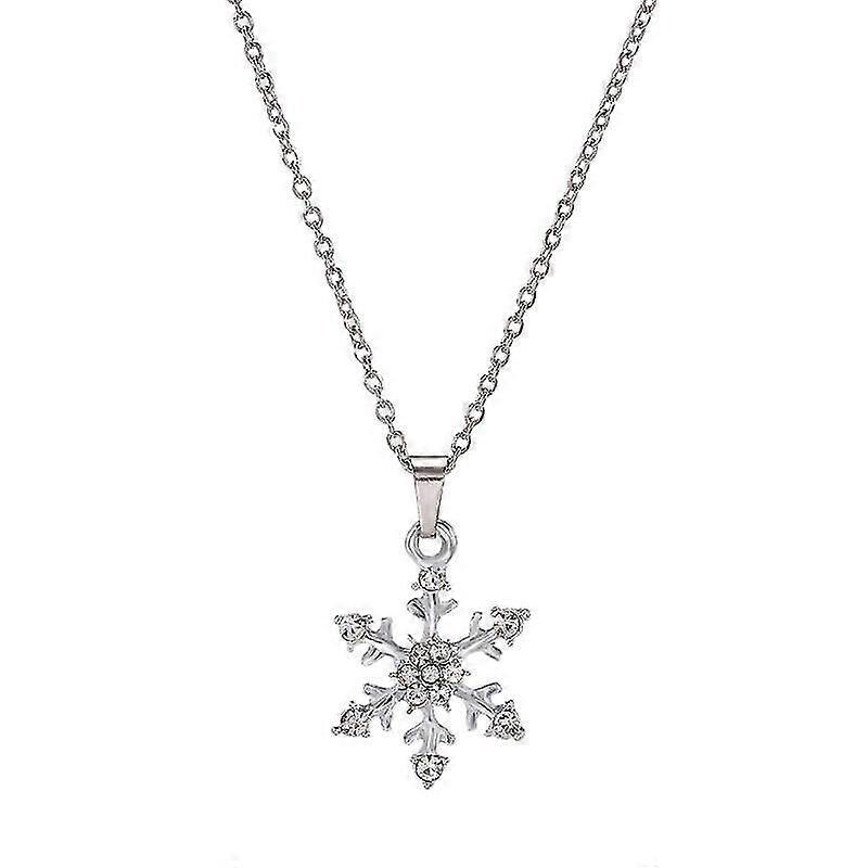 Silver-plated Snowflake Necklace With Rhinestones