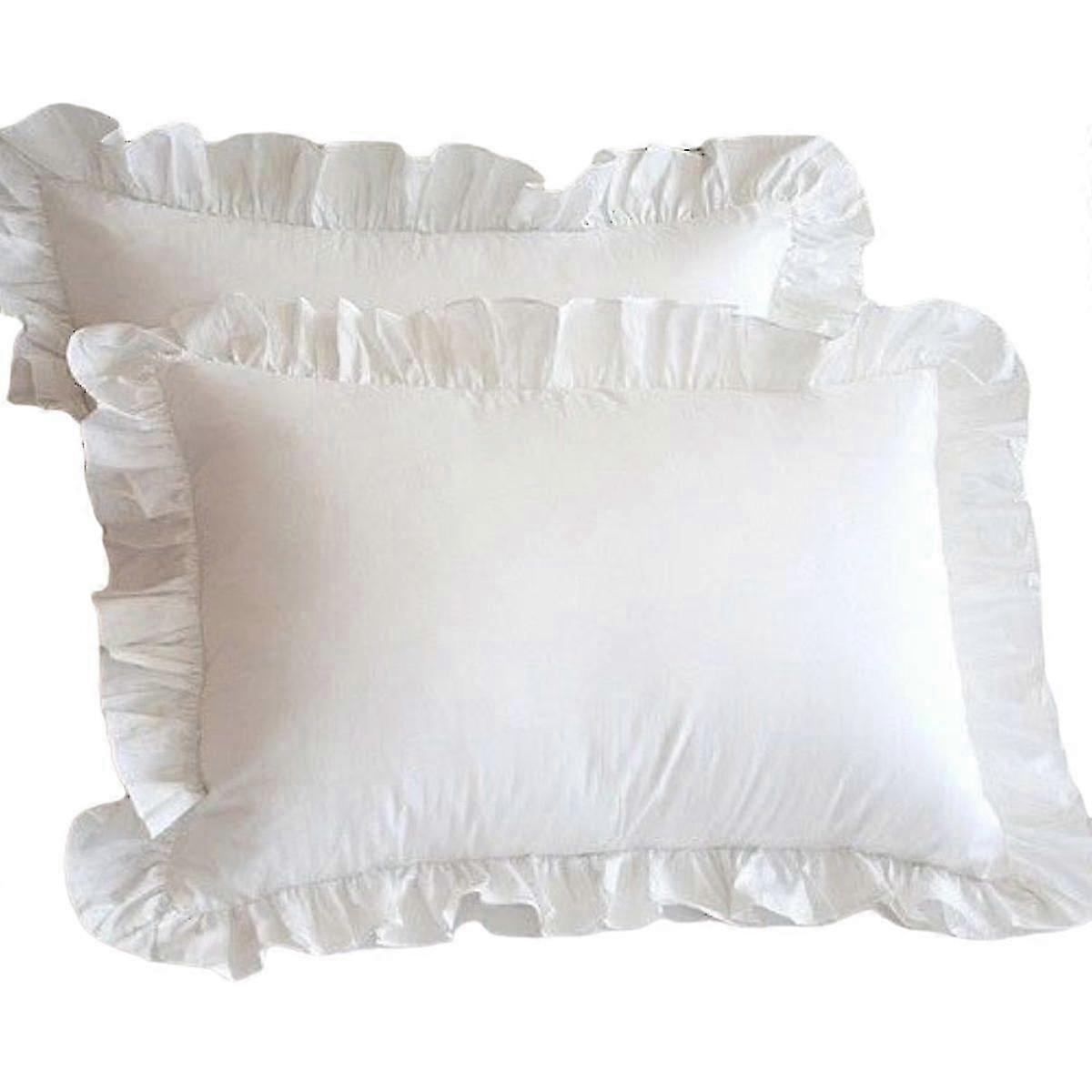 Elegant Ruffle Pillowcase Set Cotton 2pc
