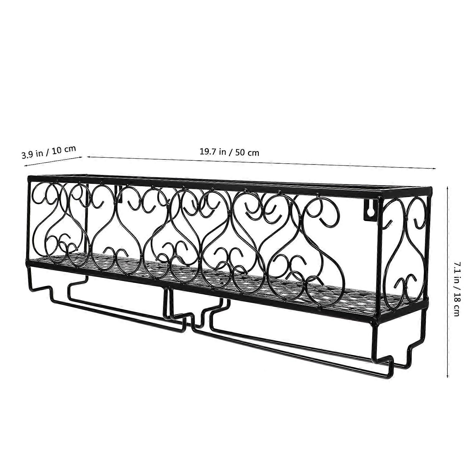 Black Wall Mounted Cup Rack for Bottle Storage 1Pcs
