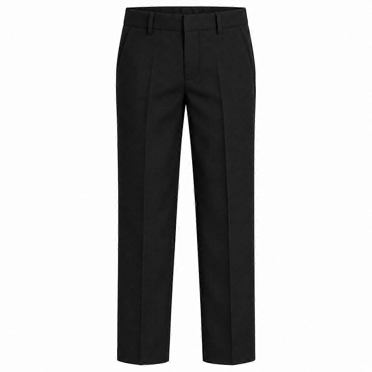 Kids Boys Pants Plain School Uniform Pull Up Regular Fit Elasticated Trouser