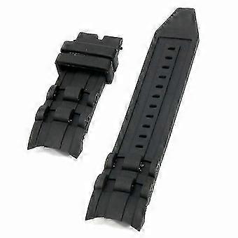 Black rubber watch strap compatible with Invicta Pro Diver 26mm chronograph band