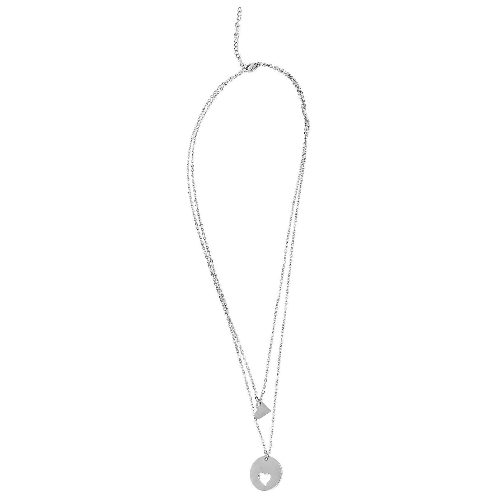 Double-Layer Necklace Collarbone Chain for Decoration 2Pcs Silver Material