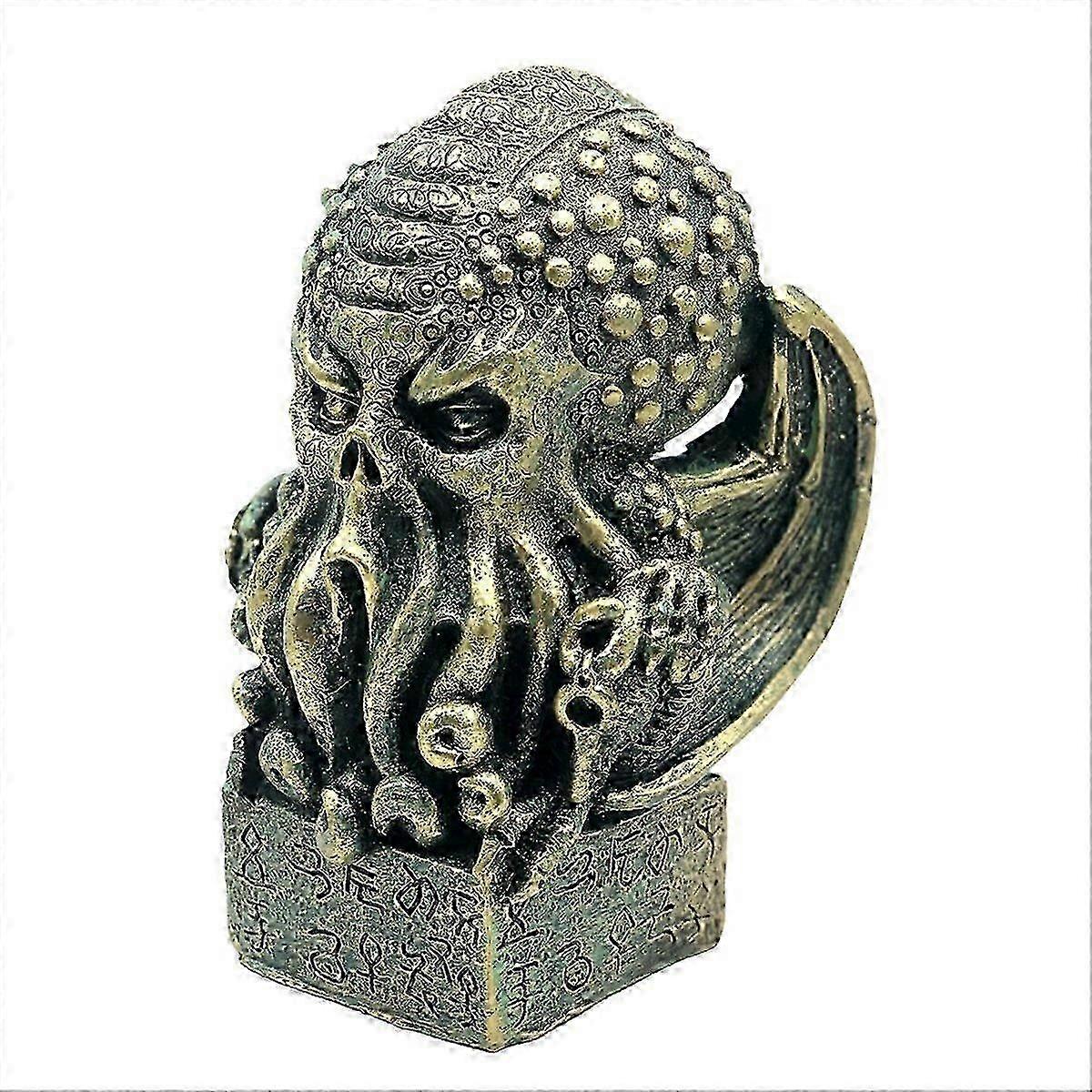 Antique Yellow Bronze Cthulhu Statue