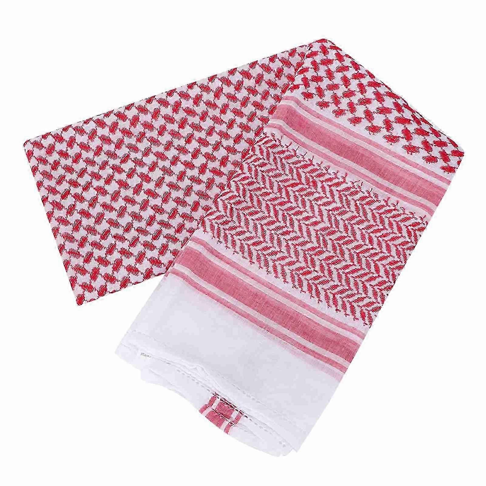 Cotton Red Grid Headscarf Men