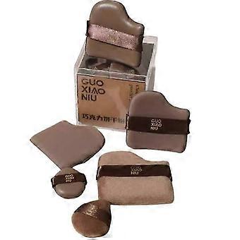 1 Doos met 6 make-up sponsjes, chocoladebruin.