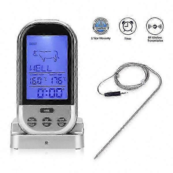 XXL External Display Wireless Meat Thermometer with 8 Temperature Types