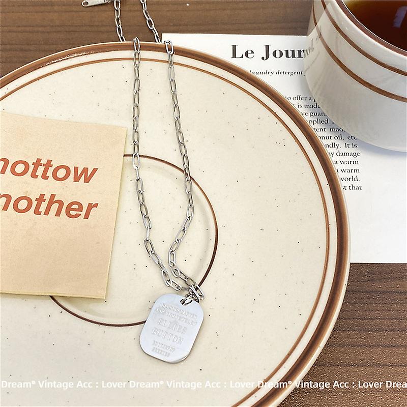 Argent Acier Couleur Titane Acier Chaîne Tête Coin Collier Niche Lock Pull Chaîne