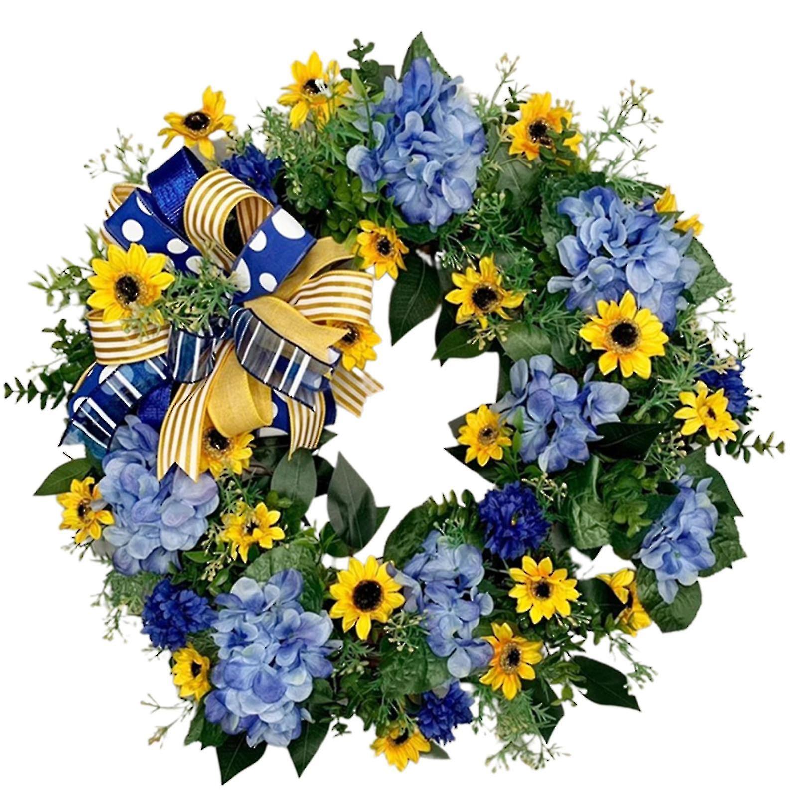 Plastic Sunflower Front Door Wreath Artificial Wreath Spring Decorations
