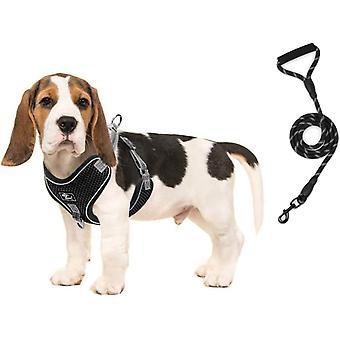 Dog Harness Anti Traction Breathable Soft Mesh Vest with Adjustable Reflective Leash