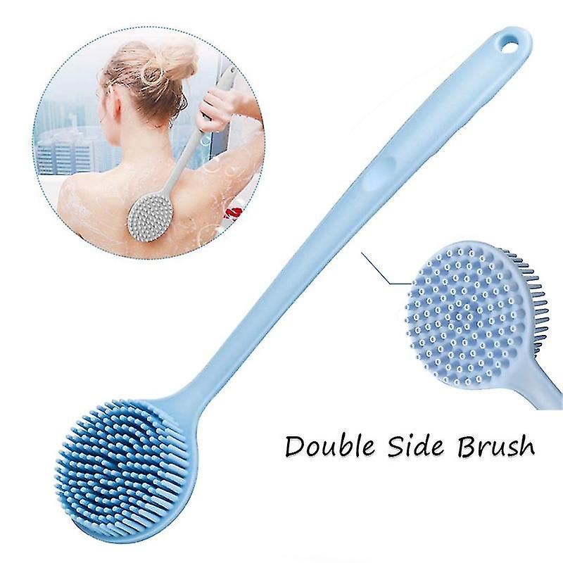 Bath Brush Double Side Silicone Massage Brush Back Shower Cleaning Remove Exfoliating Bathroom Wash For Bathing