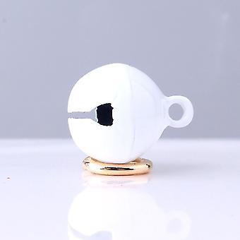 Pet Collar Bell Iron Pet Round One Piece Bell Collar Pendant Accessories with Keyring for Cats and DogsWhite