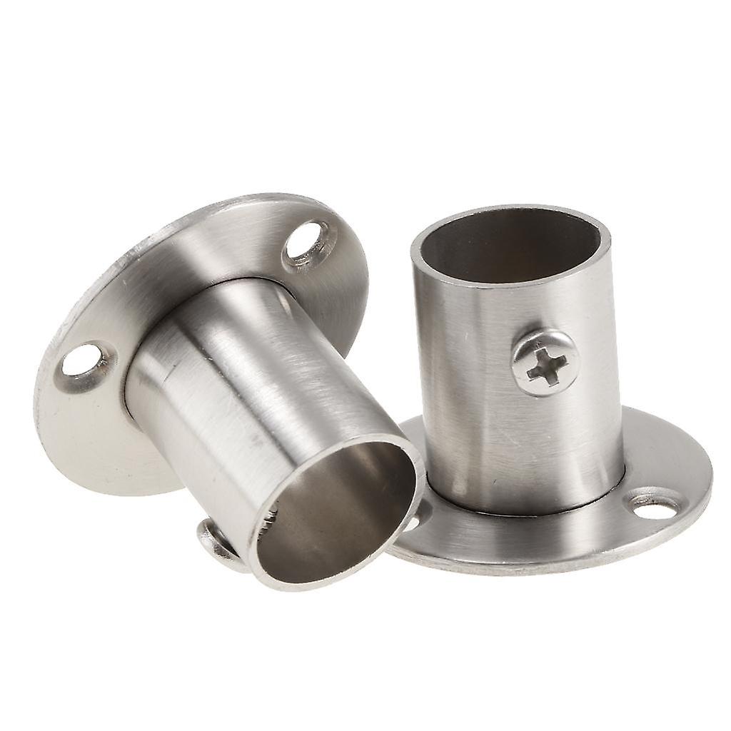 Chrome Tube Pipe Rotating Wardrobe Clothes Garment Rail End Socket 42 x 30mm