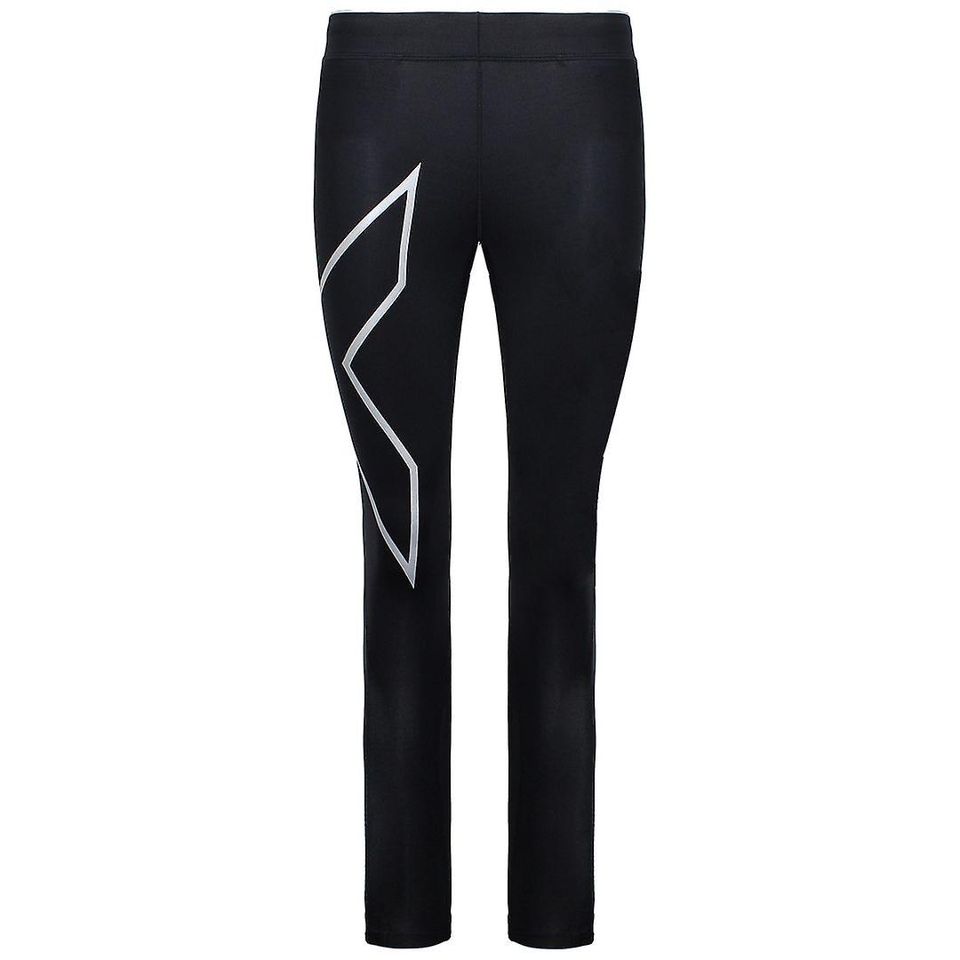 2XU Stretch Waist Black/Silver Womens Core Compression Tights WA4173b BLK SIL