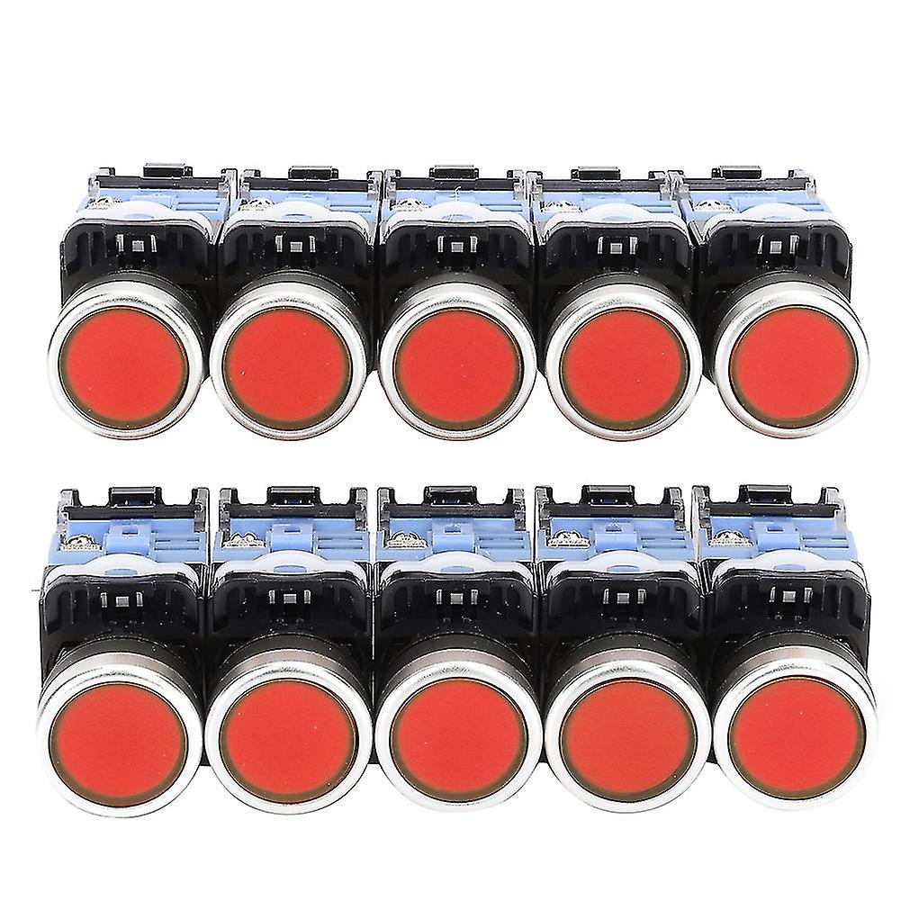 10 Pcs Bem38-11ds(la38) Self Lock Flat Button Switch 22mm With Indication Light(red)