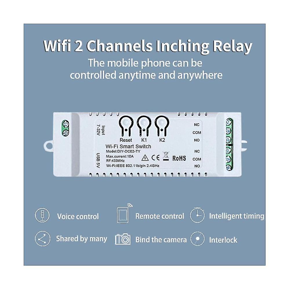 2ch Tuya Wifi Smart Switch Diy Timer+remote 7-32v Usb 5v 2.4g Wifi Smartlife Home Automation Module