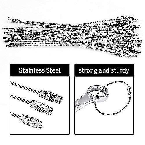 7Pcs Wire Key Ring Stainless Steel Wire Key Chain Cable Rope Key Ring Loops Screw Lock
