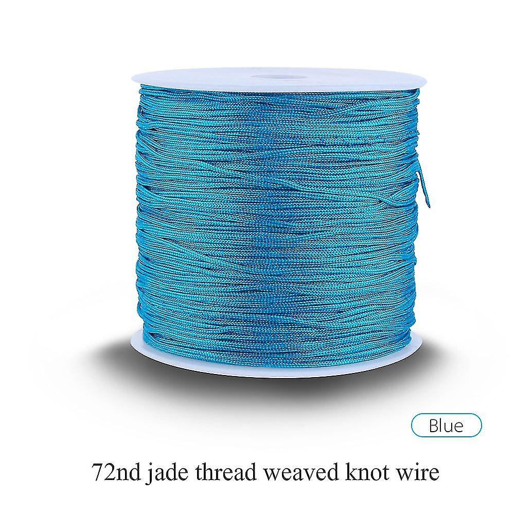 Cordon en nylon pour nœud chinois, 100 m x 0,8 mm, fil Shamballa pour macramé, bleu