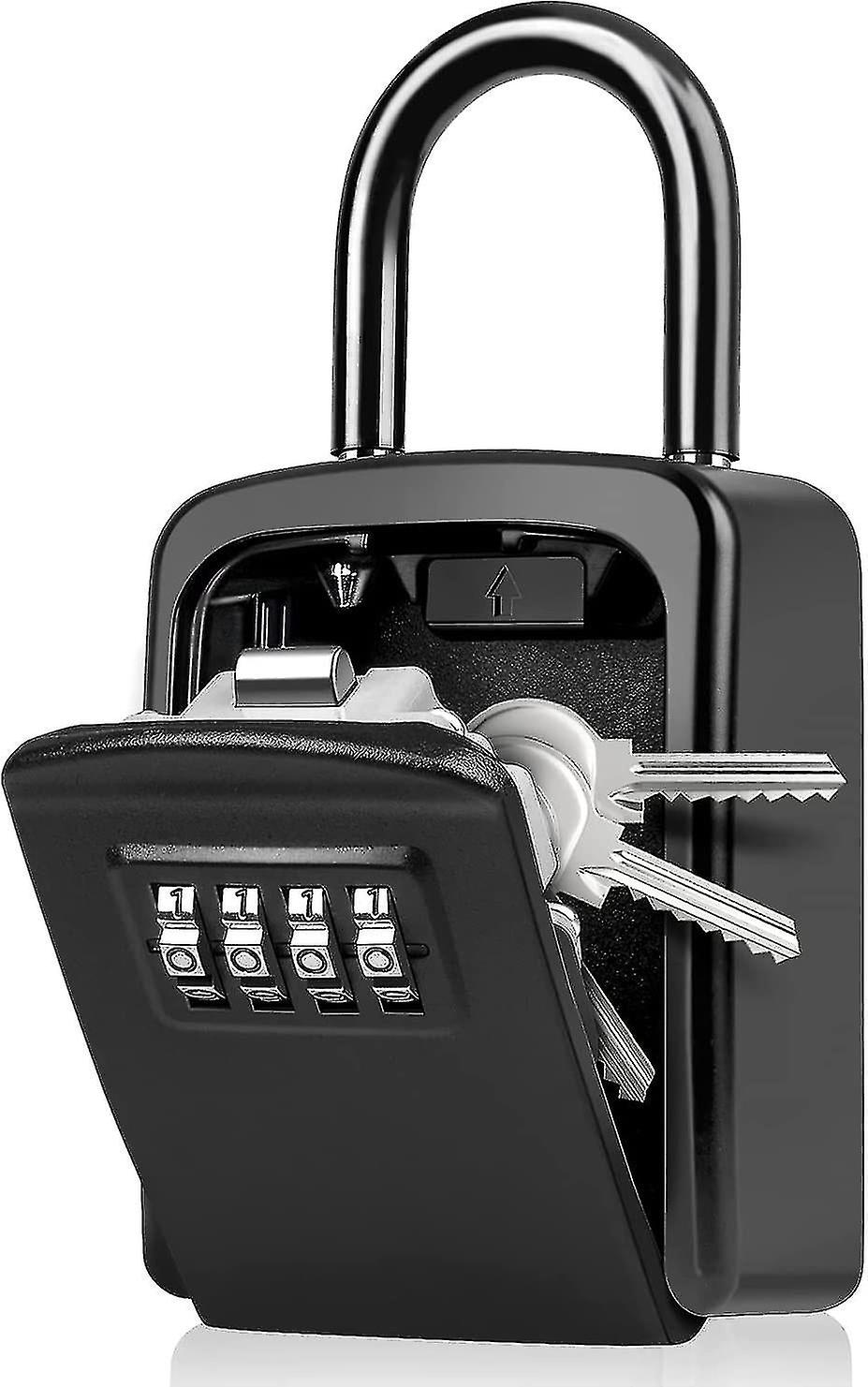 Security Key Box, Key Box With Code [weatherproof] [with Removable Shackle] Portable Mini Secure Key Box Resettable Code For Outdoor And Indoor Use (b