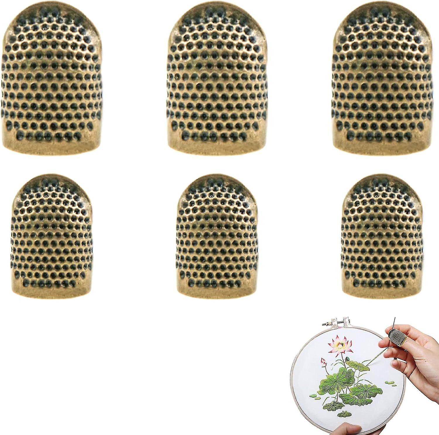 6 Pcs Metal Sewing Thimble Finger Protector, Diy Sewing Toolbronze