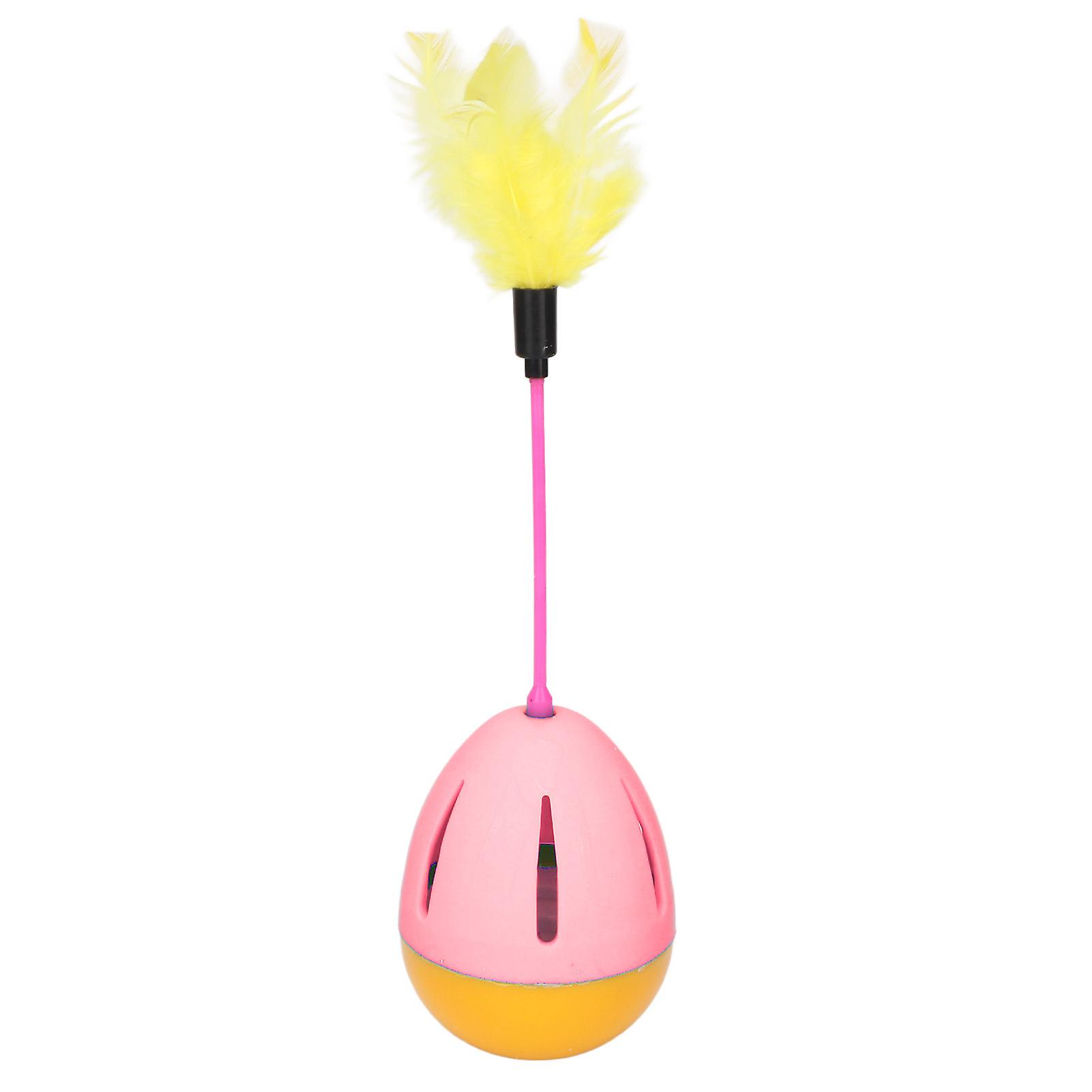 Cat Feather Toy, Bright Colors, 360 Degree Rotation, Built-in Bell, Interactive Toys for Kittens, Pink and Yellow