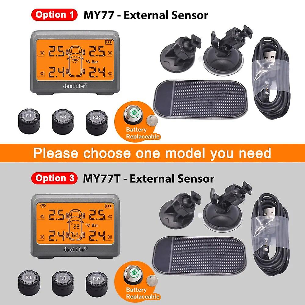 Deelife Tpms Solar Tyre Pressure Monitoring Control System With 4 Wheel Tire Sensor For Car Tmps