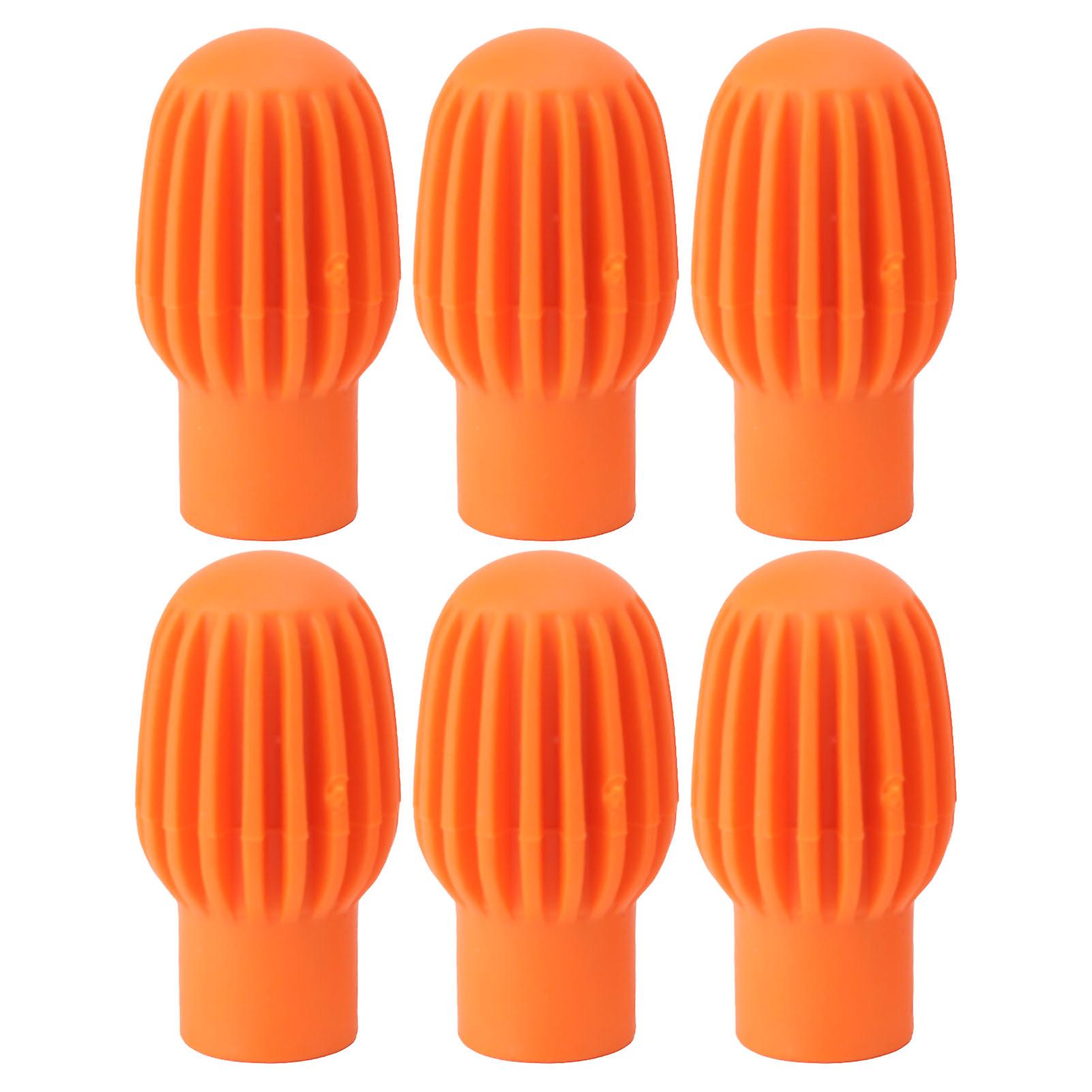 6PCS Drumstick Silent Practice Tips Silicone Mute Drum Dampener Drum Stick Protector Head Cover for Replacement Orange